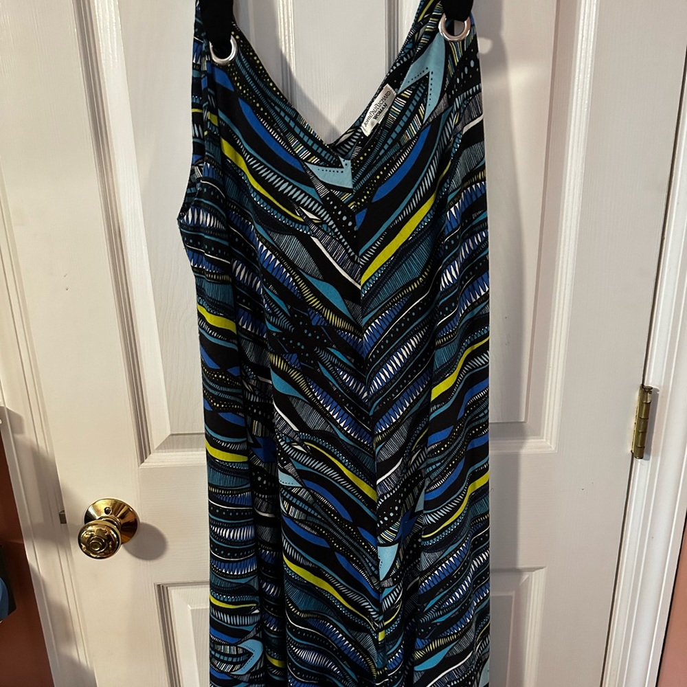 Blue/Black/Gold Sleeveless Maxi 2X